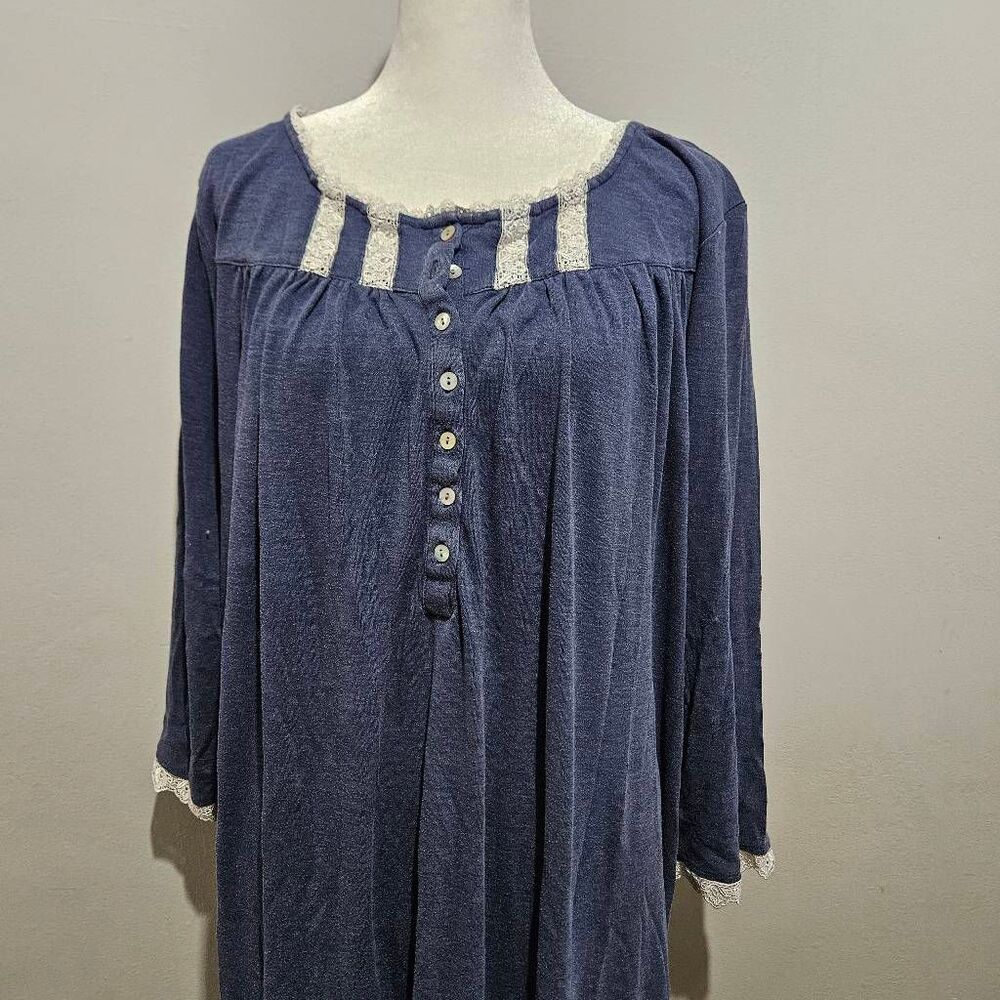 Eillen West Fleece Lined Women’s L Long Fleece Blue Night Gown - Picture 3 of 5